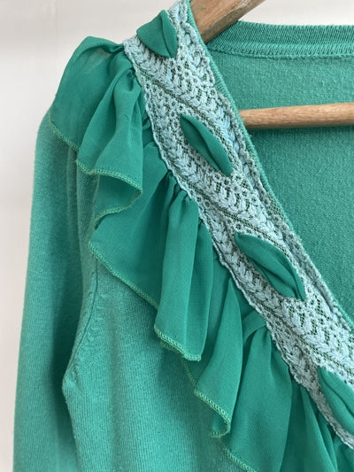 Preloved Green Frilled Summer Cardigan