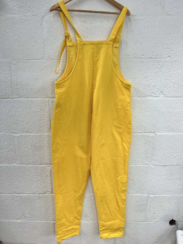 Preloved Bright Yellow Corduroy Dungarees in size 14L