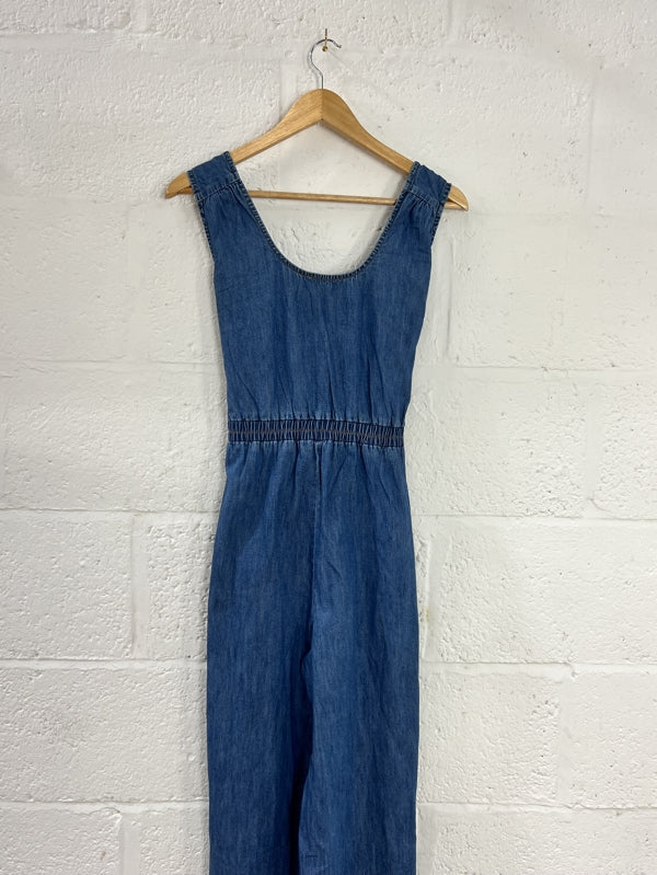 Preloved Sleeveless light denim jumpsuit
