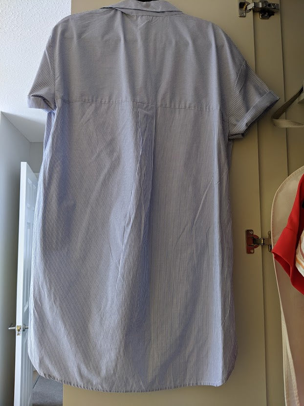 Preloved Blue and White Striped Shirt Dress