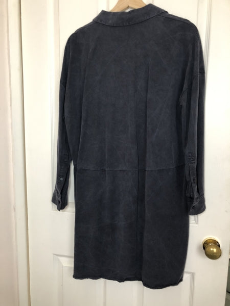 Preloved Navy Shirt Dress with Pockets