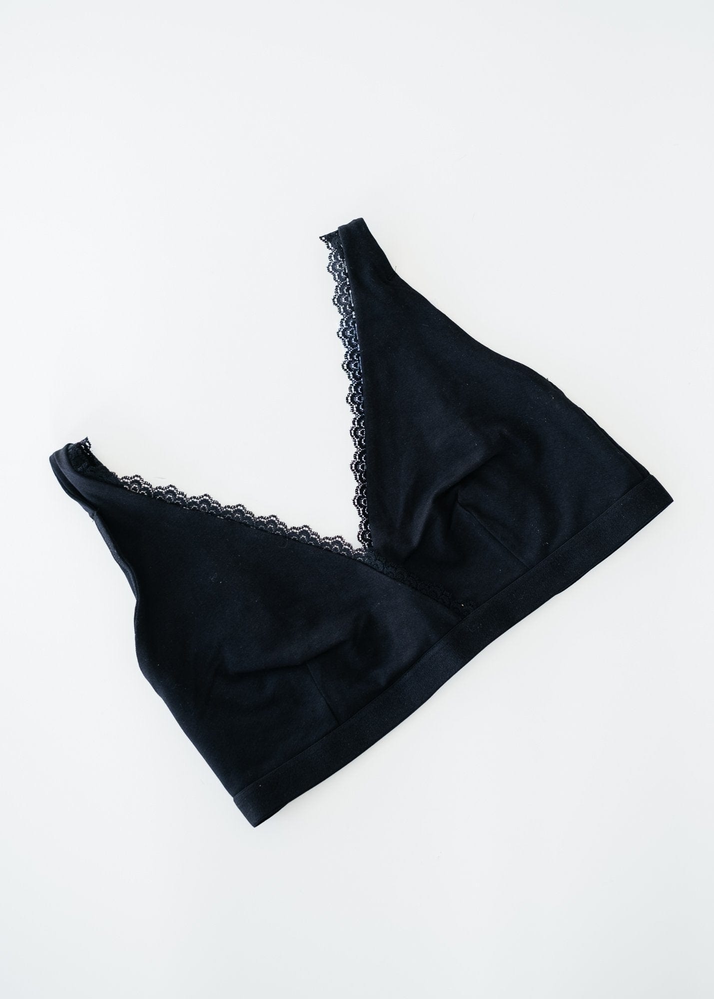 Preloved Lace Trim Triangle Bra in Black