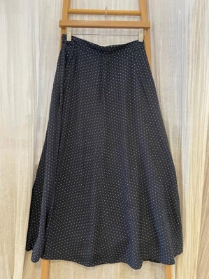 Preloved Navy midi length skirt with polka dots