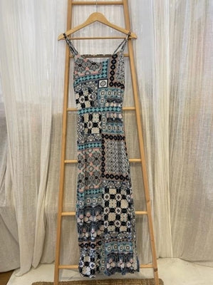 Preloved Strappy mosaic style maxi dress