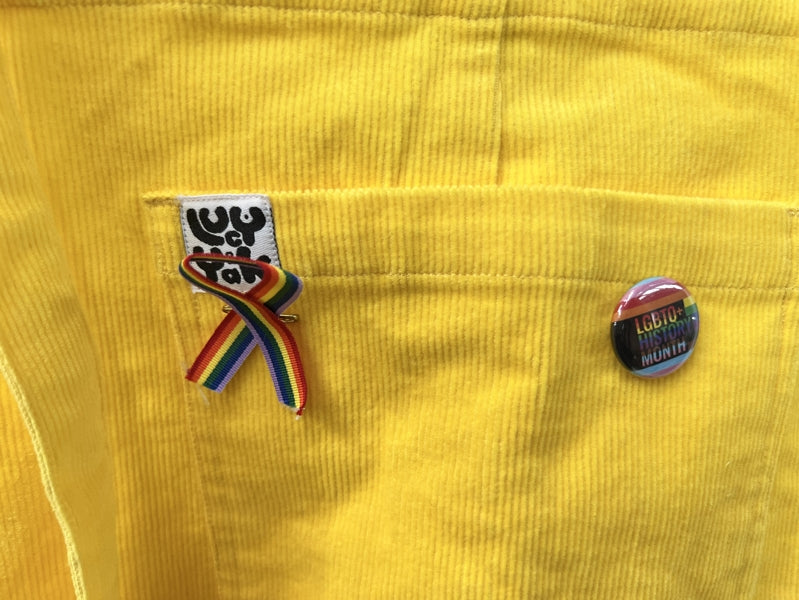Preloved Bright Yellow Corduroy Dungarees in size 14L