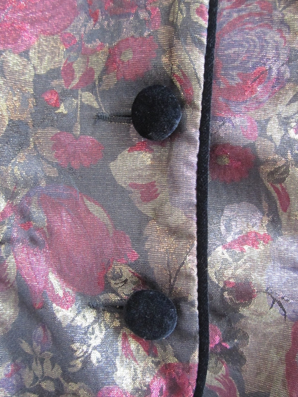 Preloved Vintage 80s Twilight Velvet Metallic Tapestry Floral Rose Print Jacket M