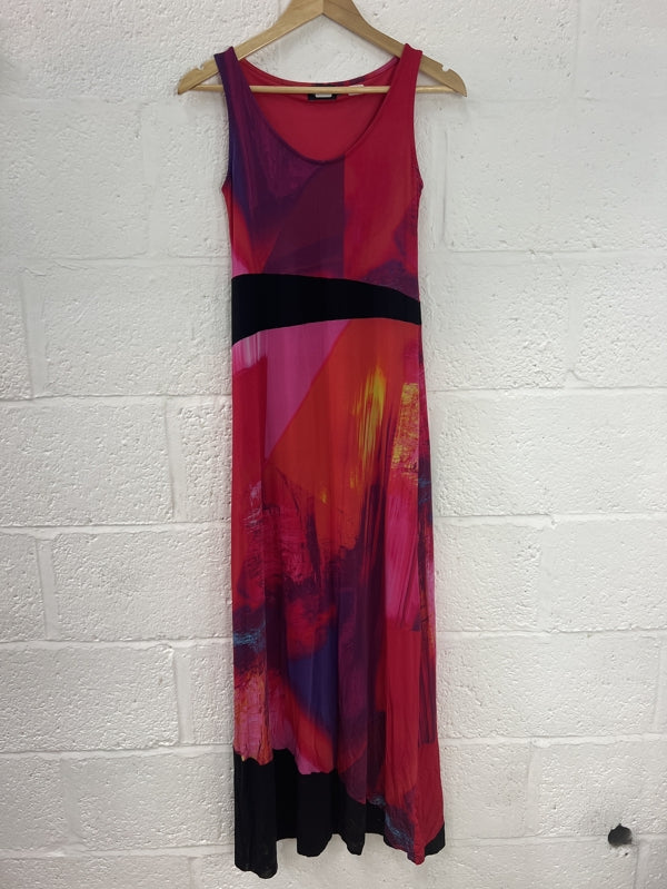 Preloved Bright abstract print full length dress