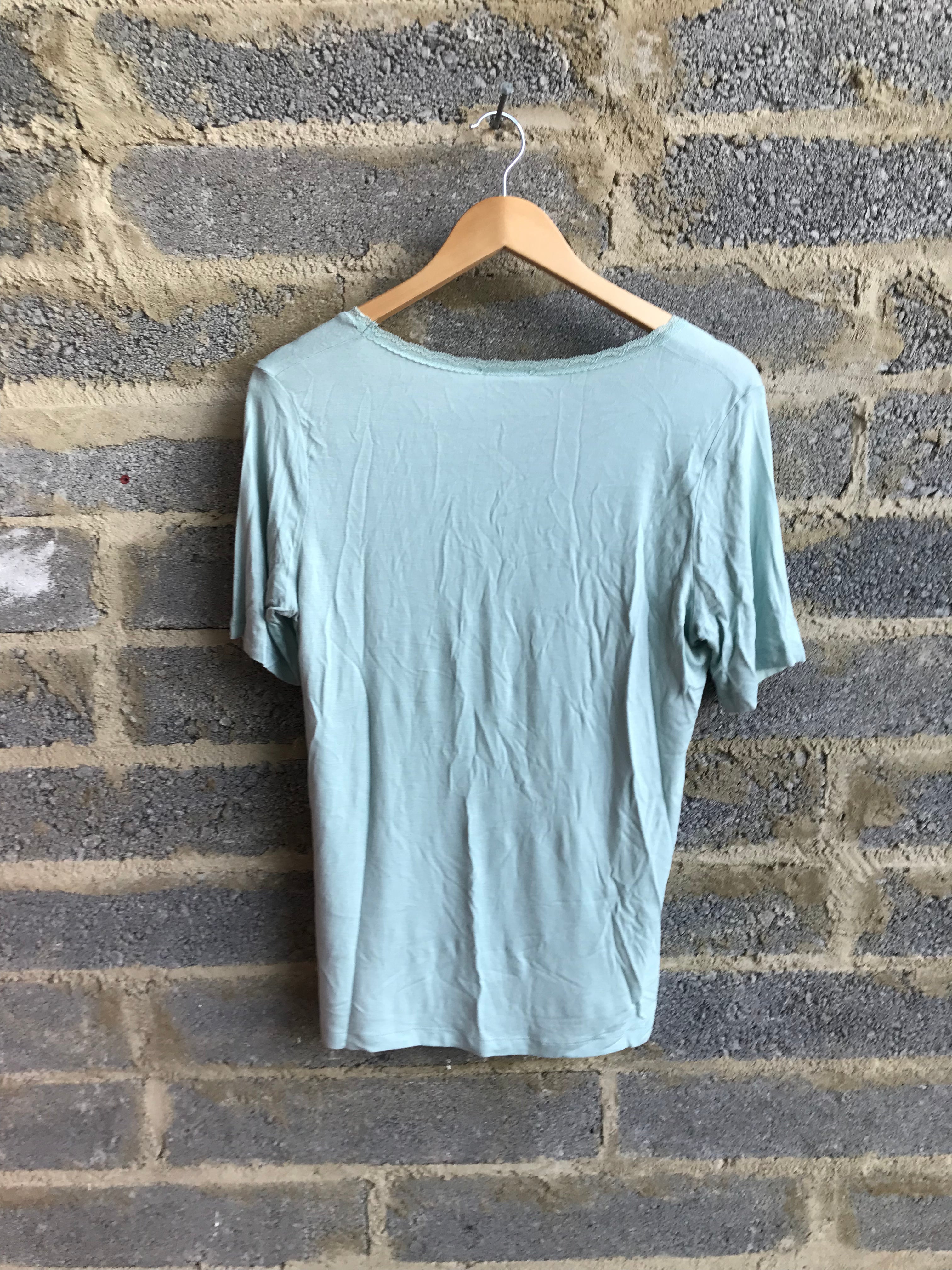 Preloved Light Green Lace Jersey Top
