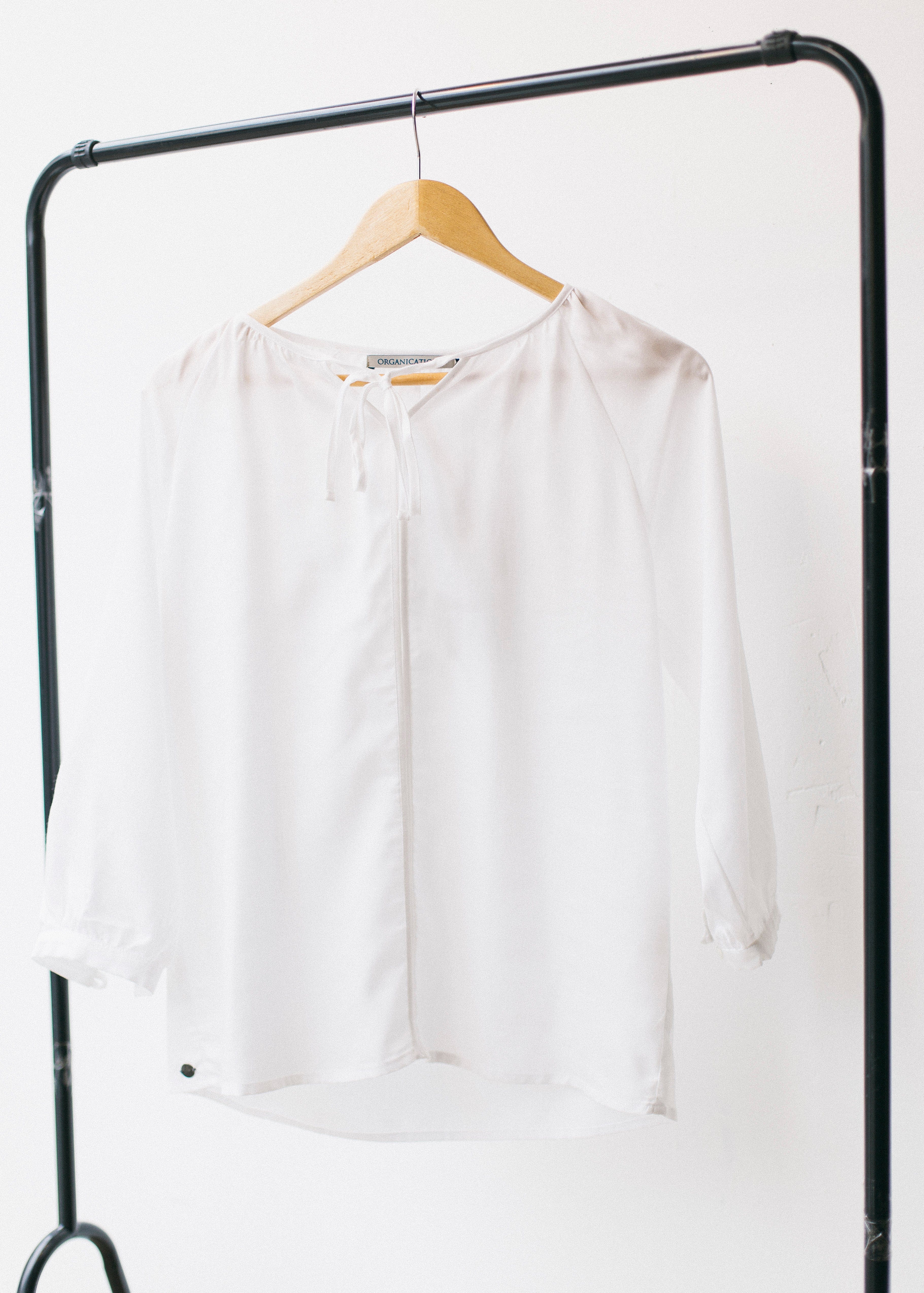 Preloved 3/4 Sleeve Tencel Blouse in White
