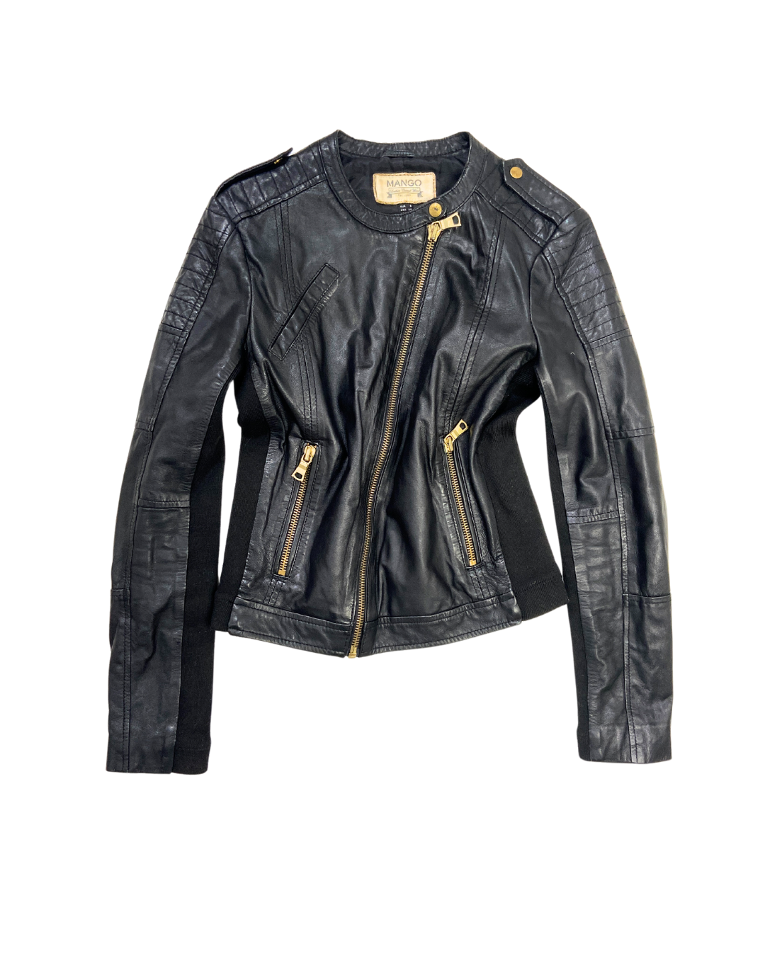 Mango Black Leather Jacket