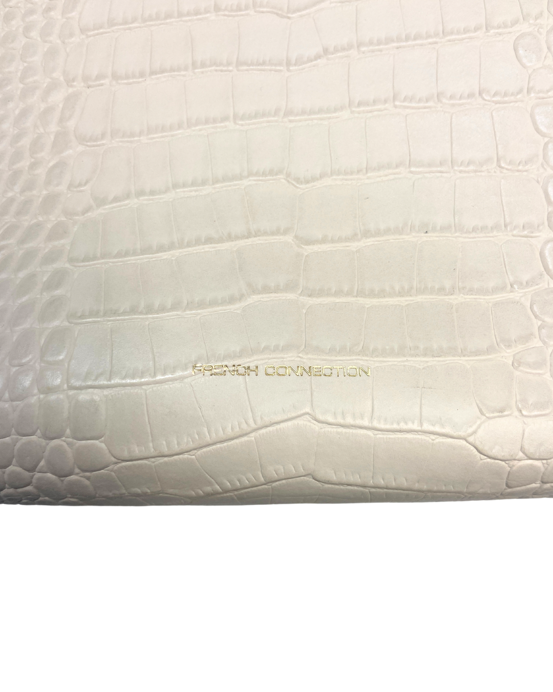French Connection Off-White Croc-Embossed Tote Bag