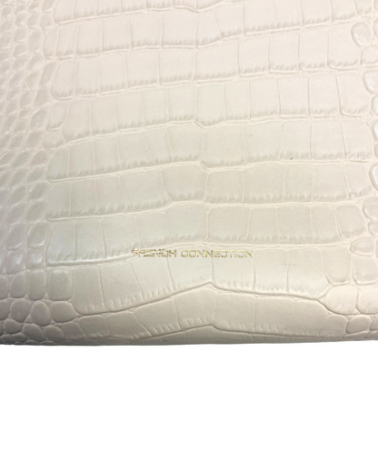 French Connection Off-White Croc-Embossed Tote Bag
