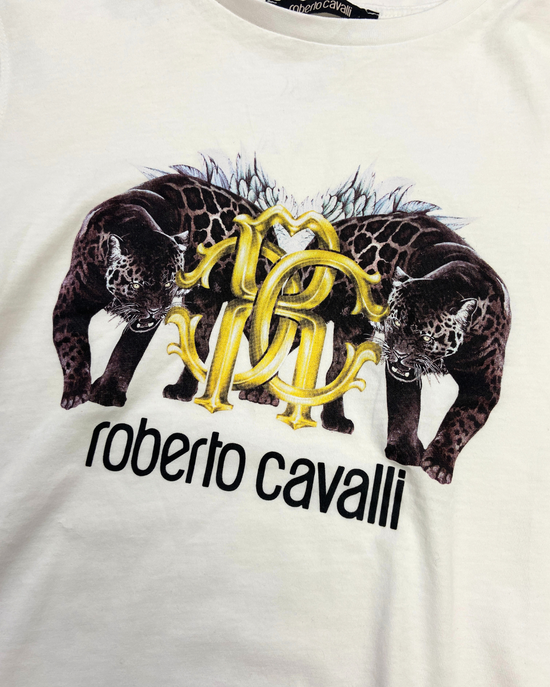 Roberto Cavalli Graphic White T-Shirt
