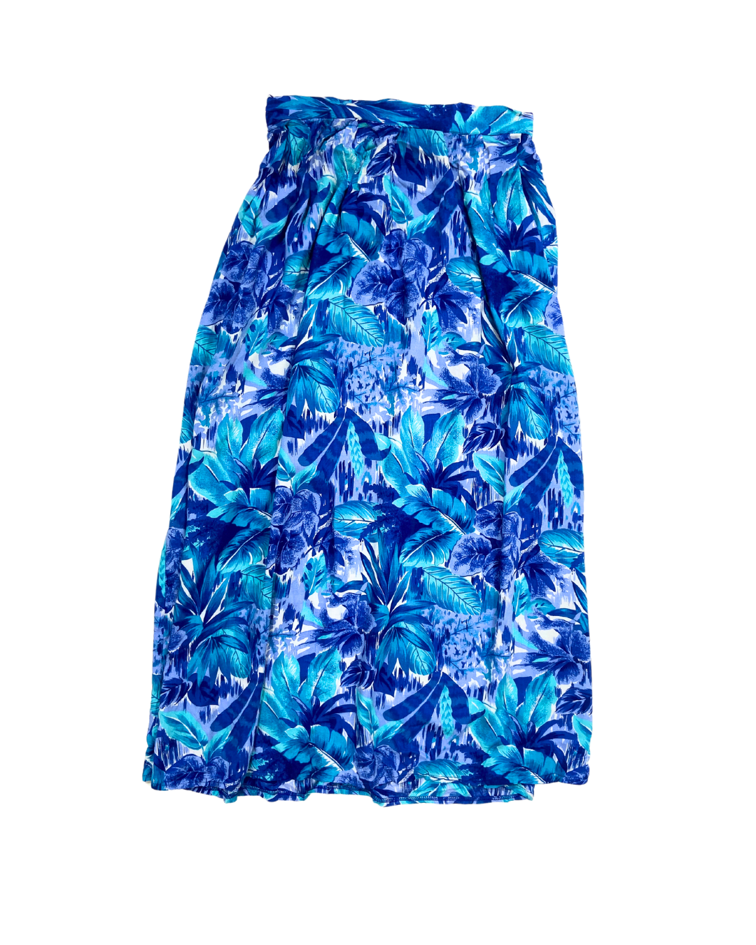 Vintage Blue Floral Midi Skirt