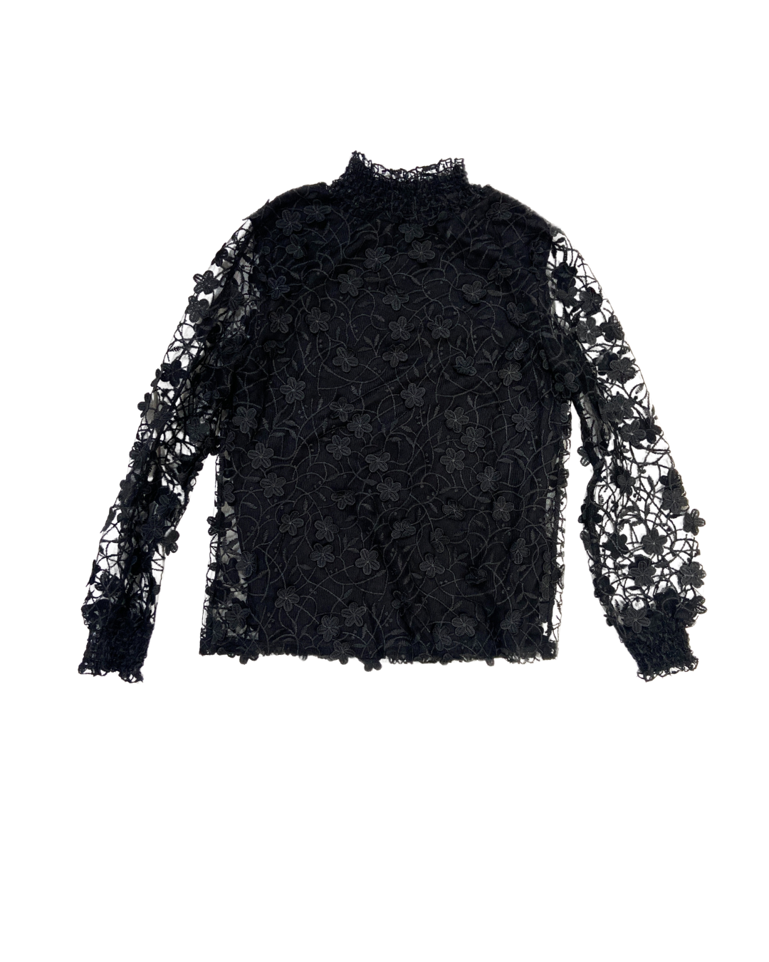 Black Floral Lace Blouse