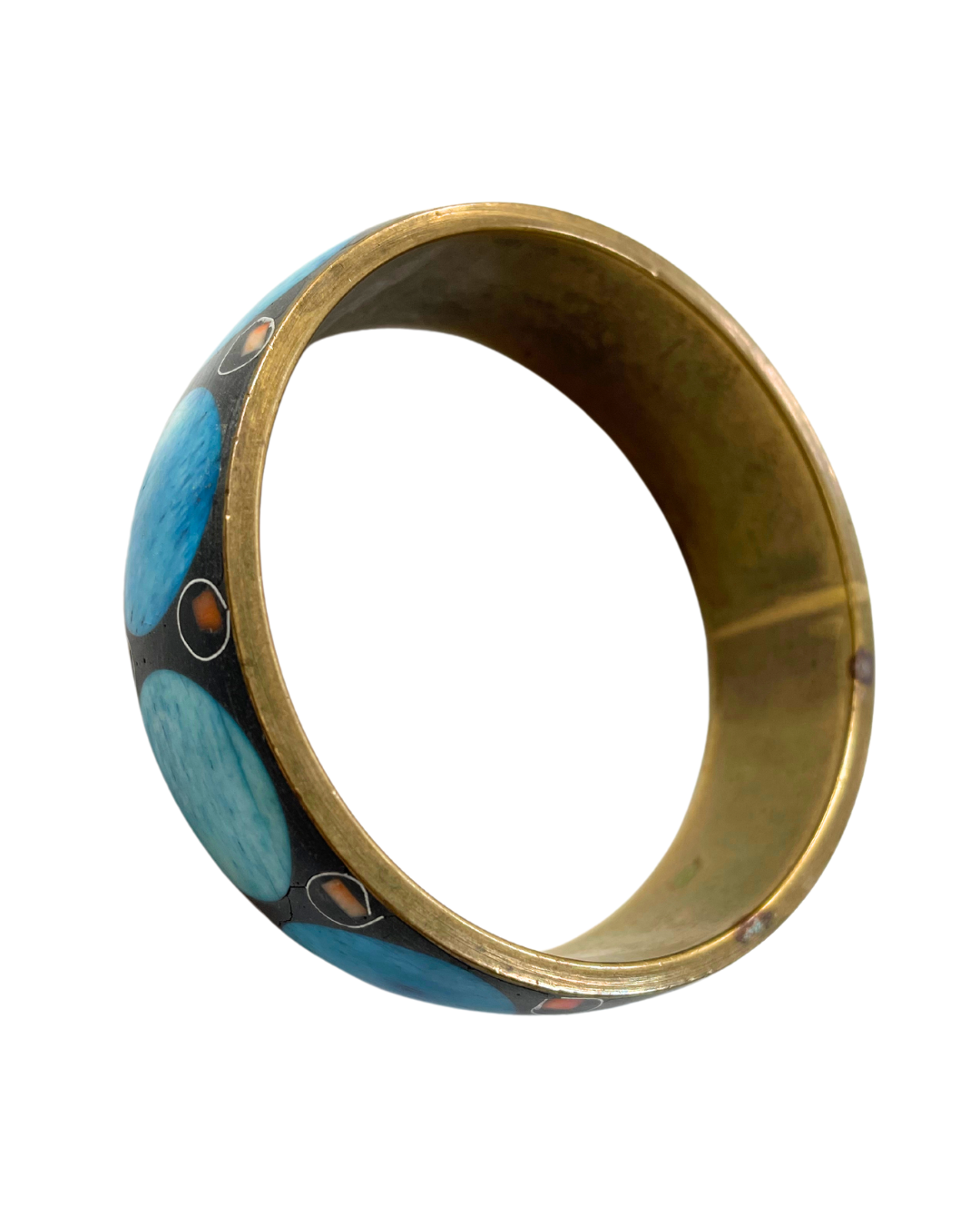 Gold Tone Bangle with Blue Elements