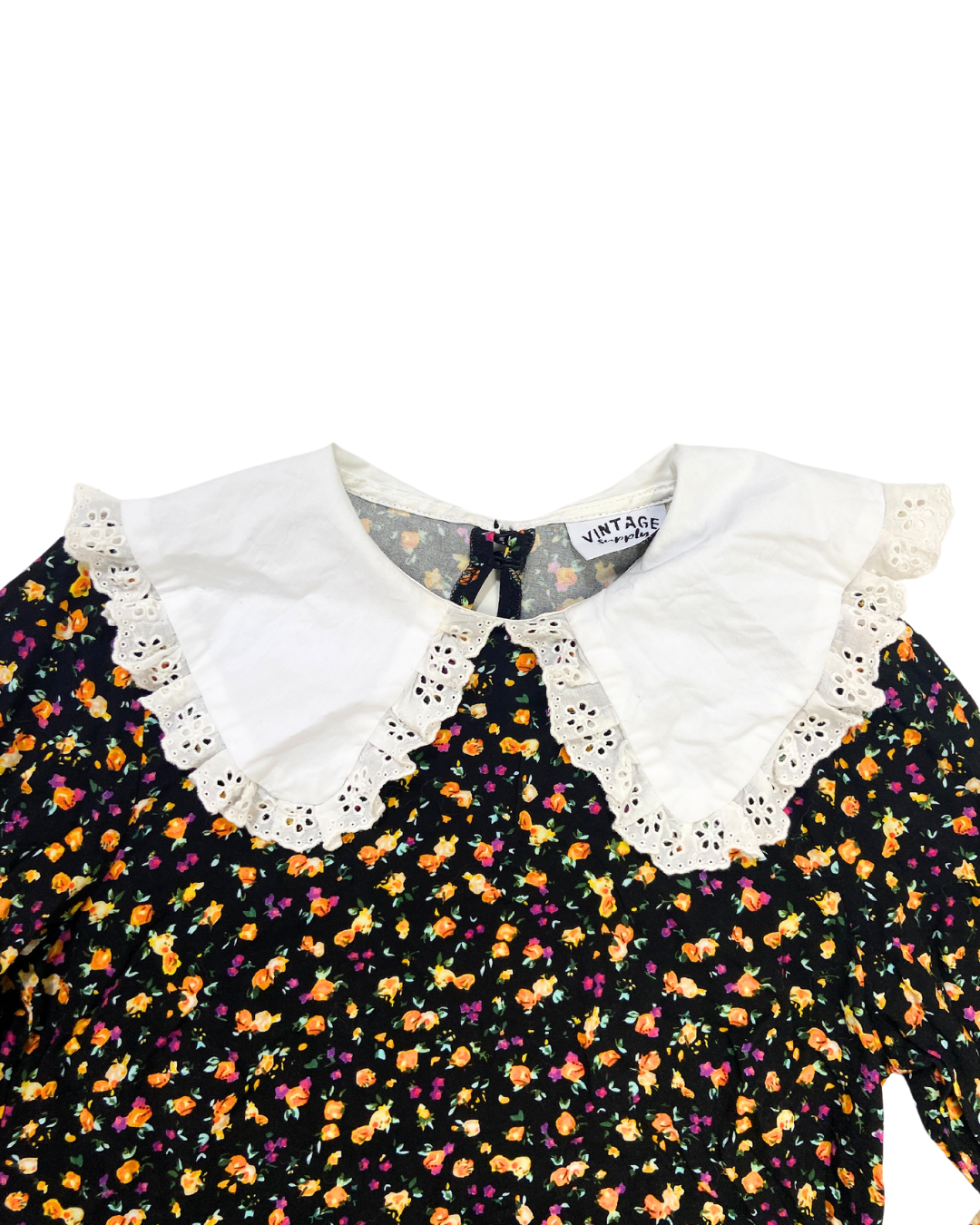 Vintage Supply Floral Dress with Lace Collar
