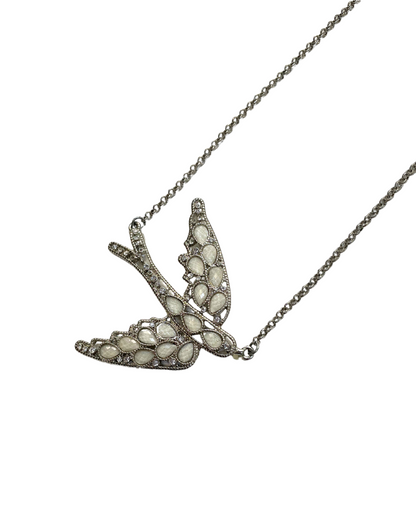 Silver Tone Bird Necklace