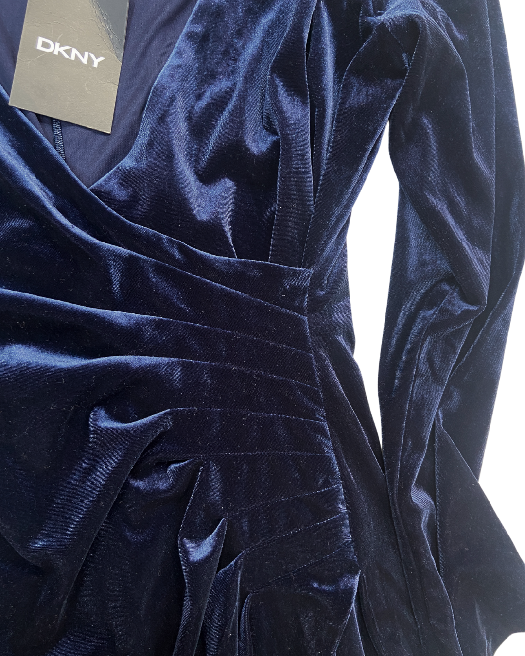 dkny blue velvet dress Dkny Women's Velvet Bell-Sleeve A-Line Dress (14, Navy)