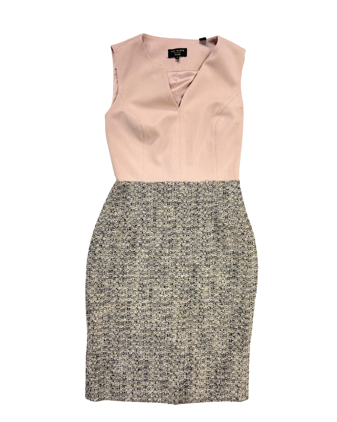 second hand Ted Baker Ted Baker Sleeveless Dress with Tweed Skirt 18 OWNI