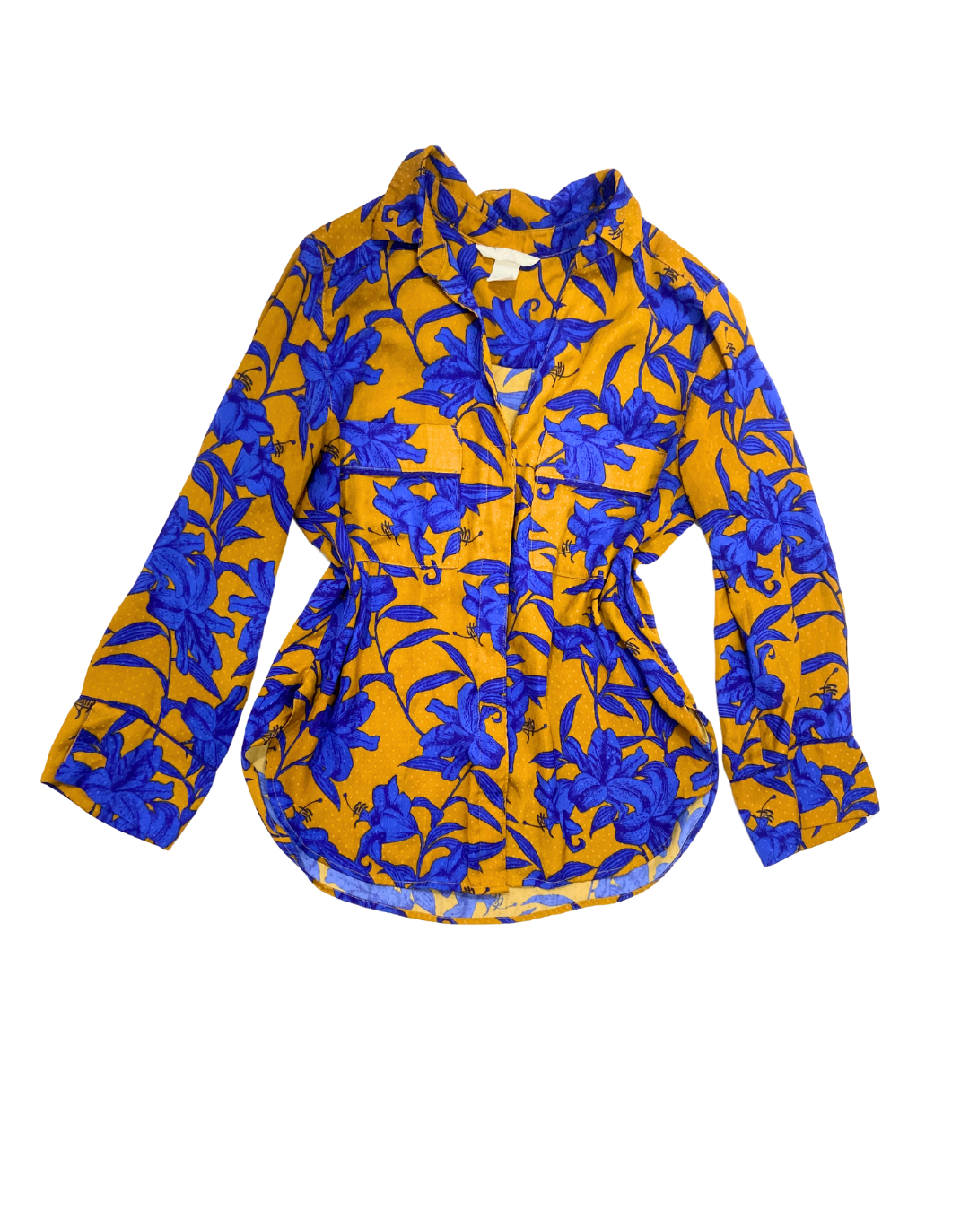 Blue and Mustard Colour Floral Blouse