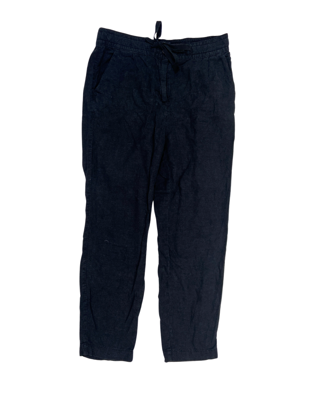 Black Linen Cargo Trousers