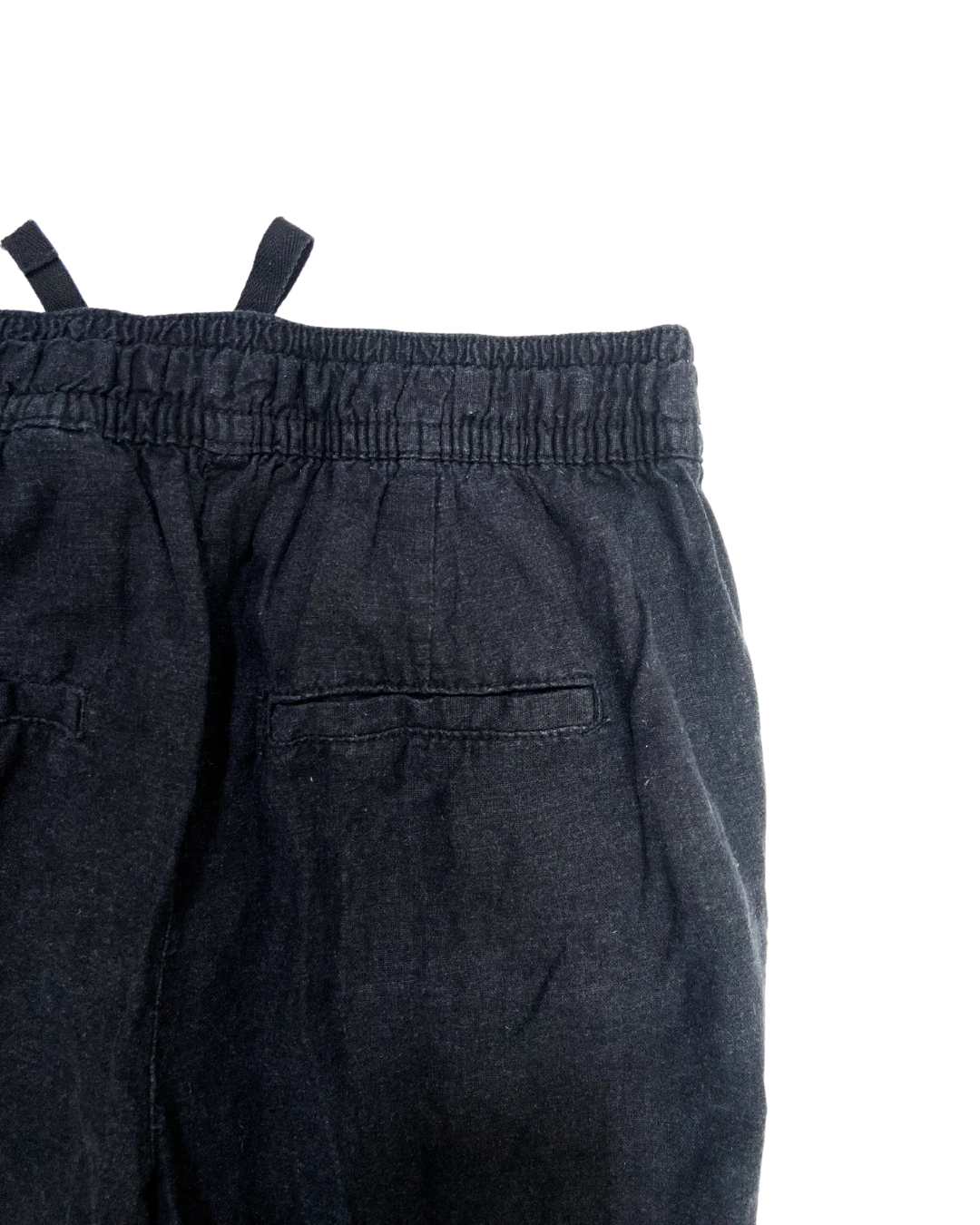 Black Linen Cargo Trousers
