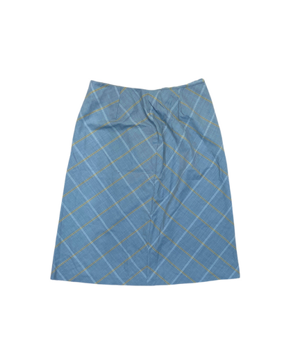 Laura Ashley Blue Checkered Midi Skirt