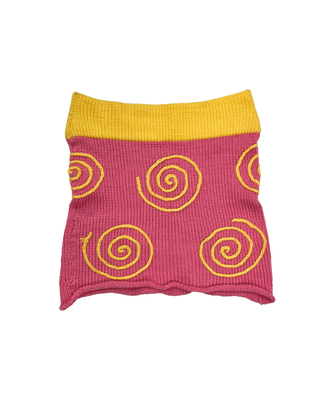 Handmade Knit Pink and Yellow Spiral Skirt