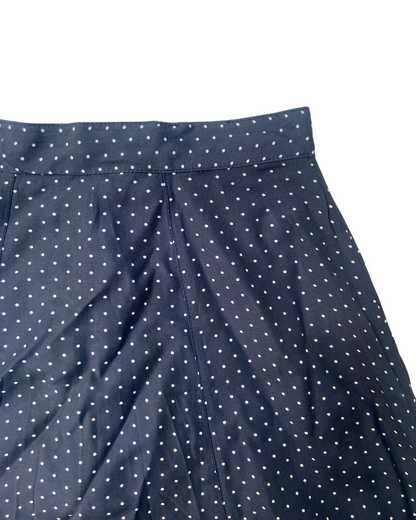 Navy Polka Dot Midi Skirt