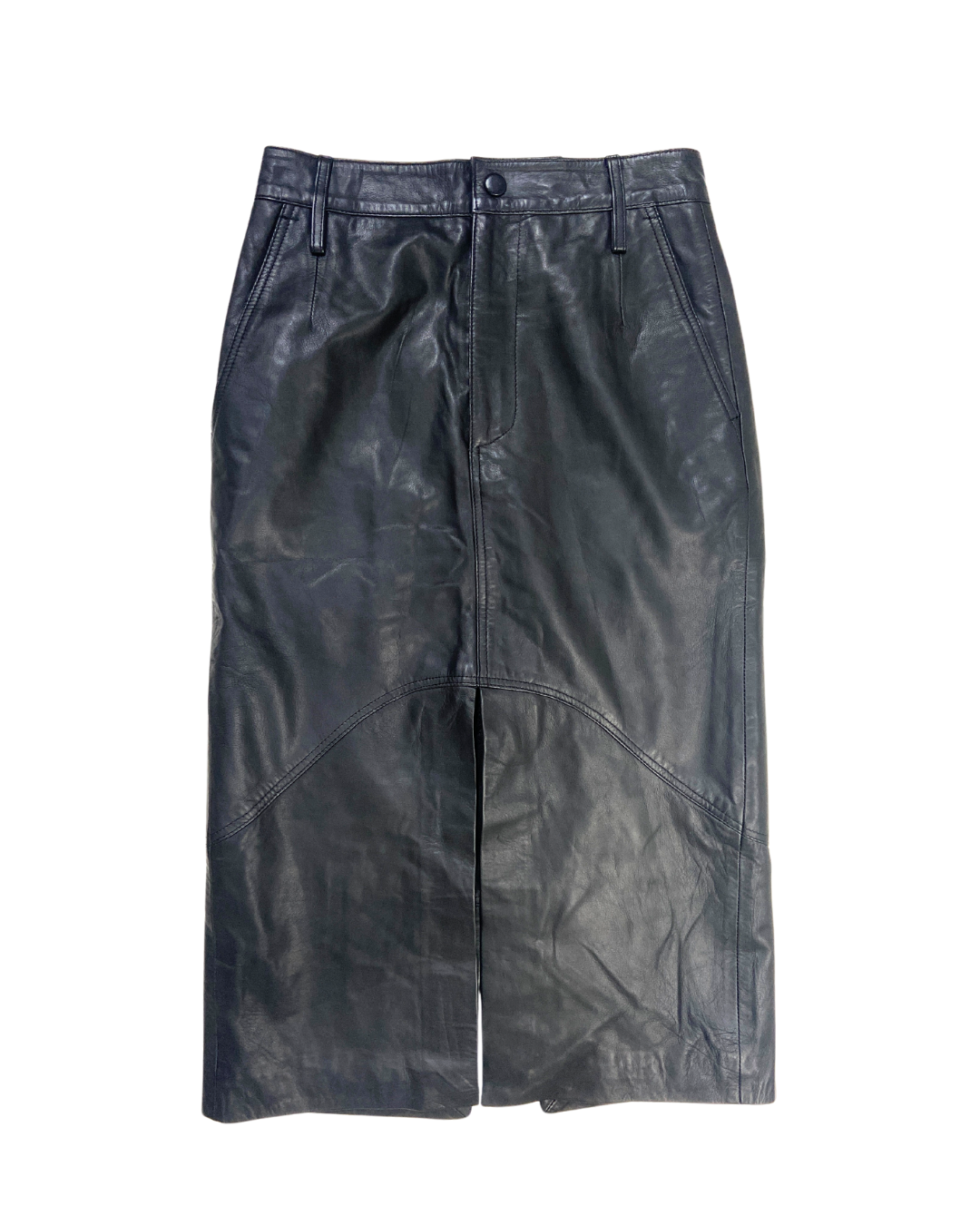 Black Leather Midi Skirt
