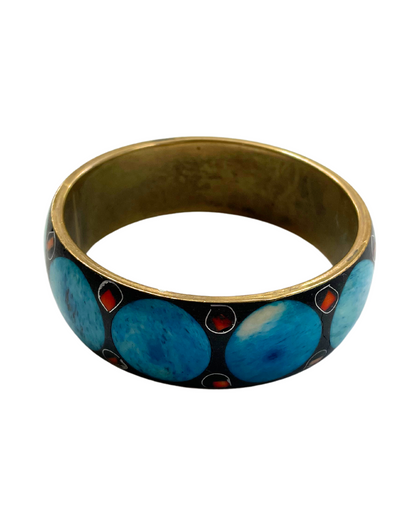 Gold Tone Bangle with Blue Elements