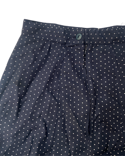 Navy Polka Dot Midi Skirt