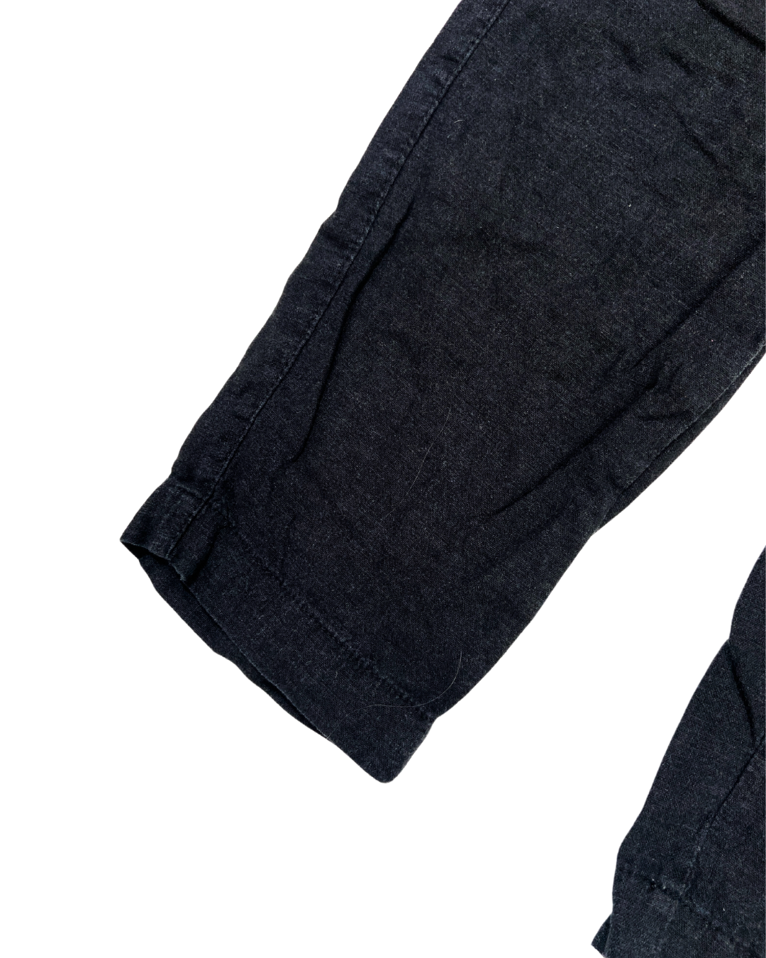 Black Linen Cargo Trousers
