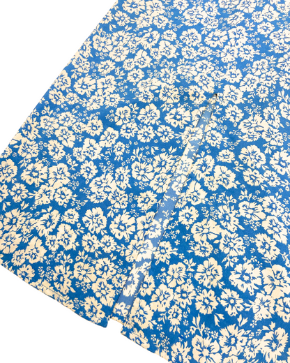 Blue Floral Cut Out Midi Dress