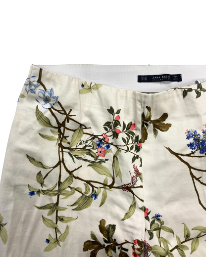 Zara Floral White Trousers