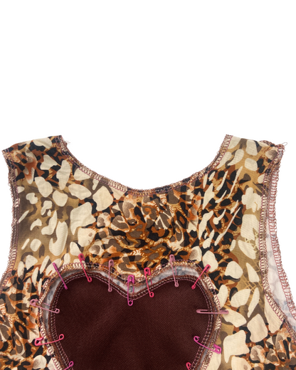 second hand Maddy Page Knitwear Handmade Leopard Print Heart Crop Top 5 OWNI
