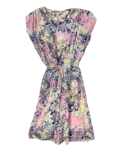 Bright Floral Elastic Waist Mini Dress