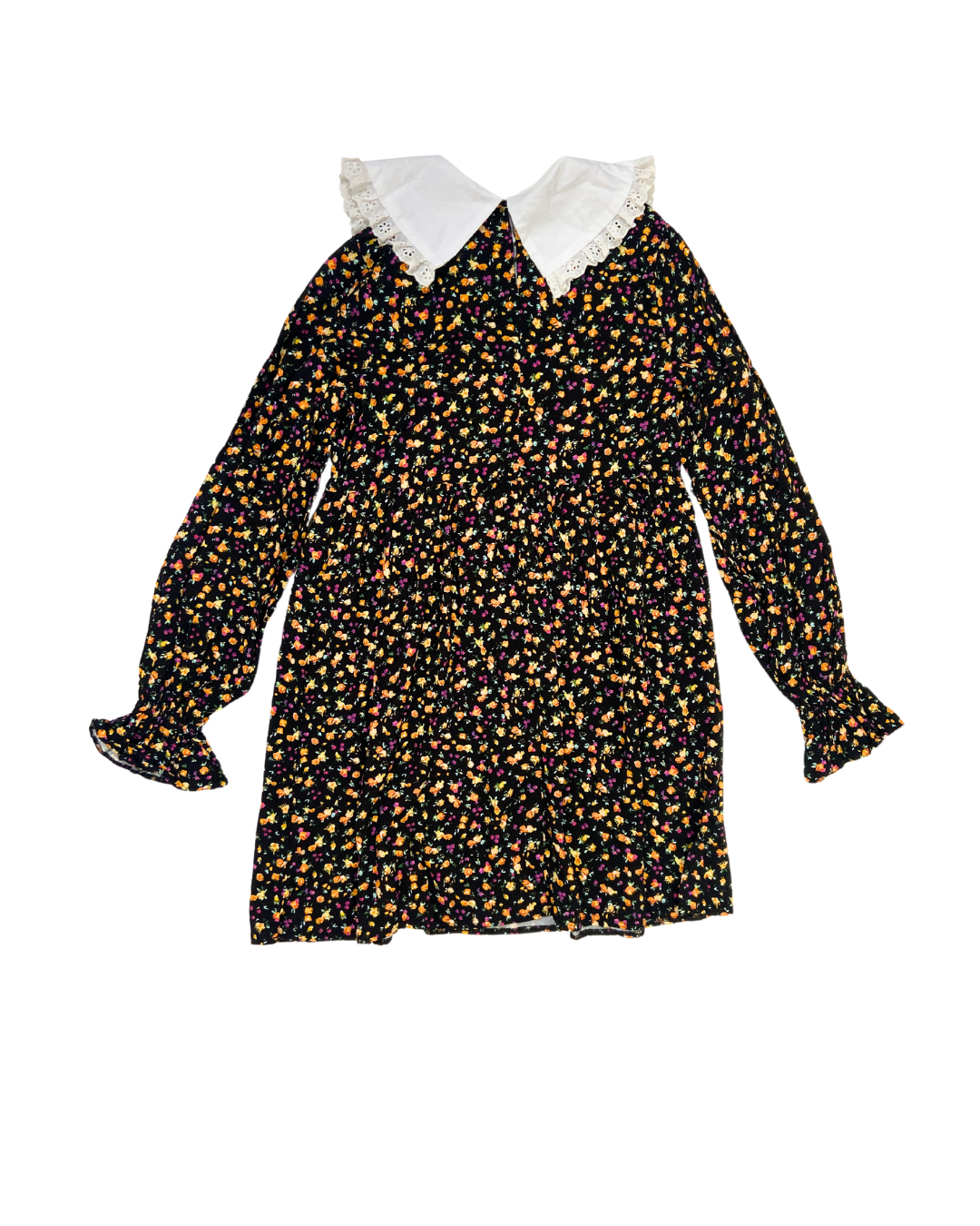 Vintage Supply Floral Dress with Lace Collar