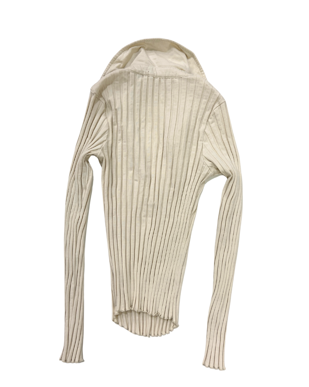 CD Studio Ribbed Beige Long Sleeve Top with Collar Detail