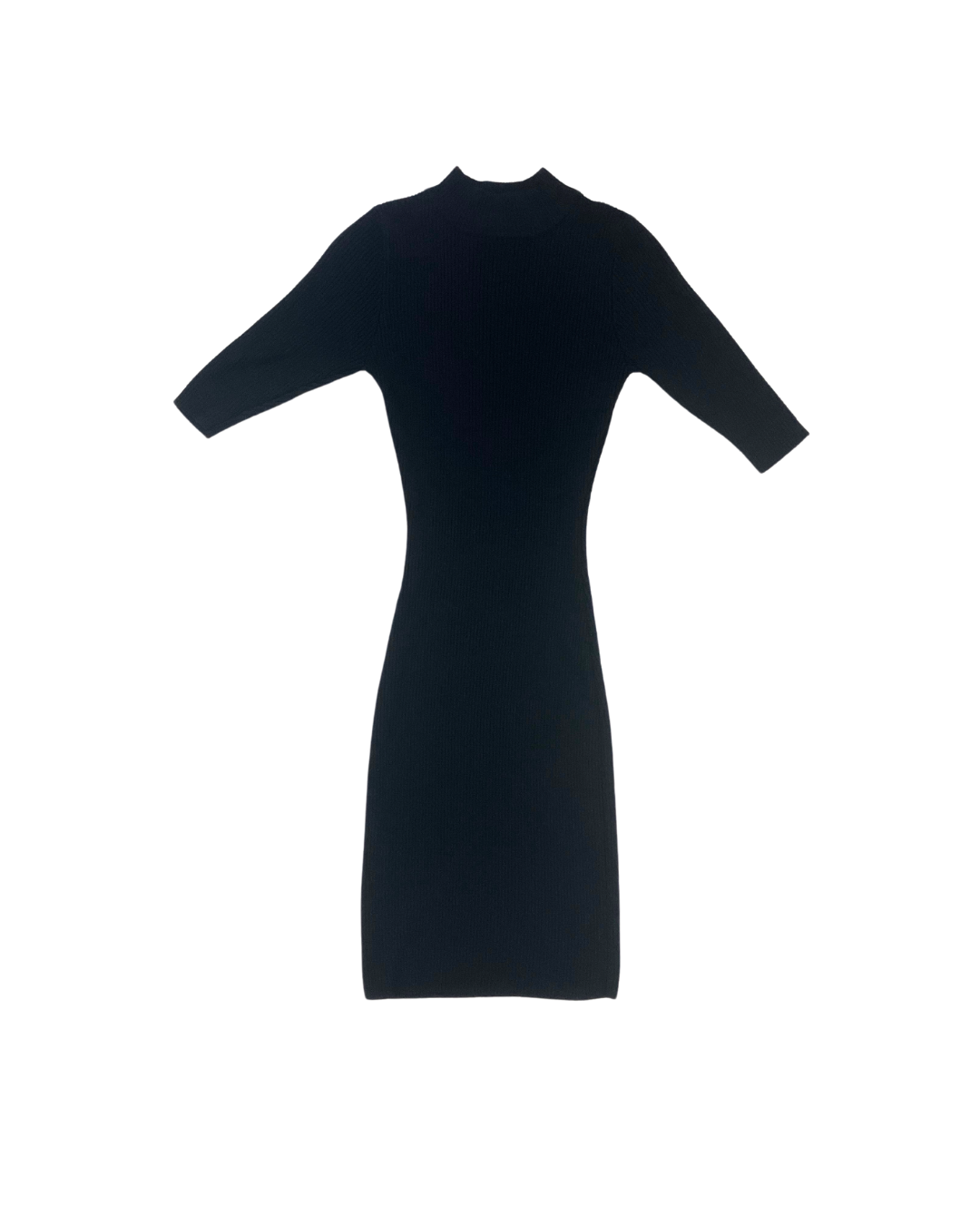 LU NYC Ribbed Black Midi Dress