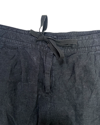 Black Linen Cargo Trousers