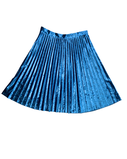 Pleated blue velvet skirt best sale