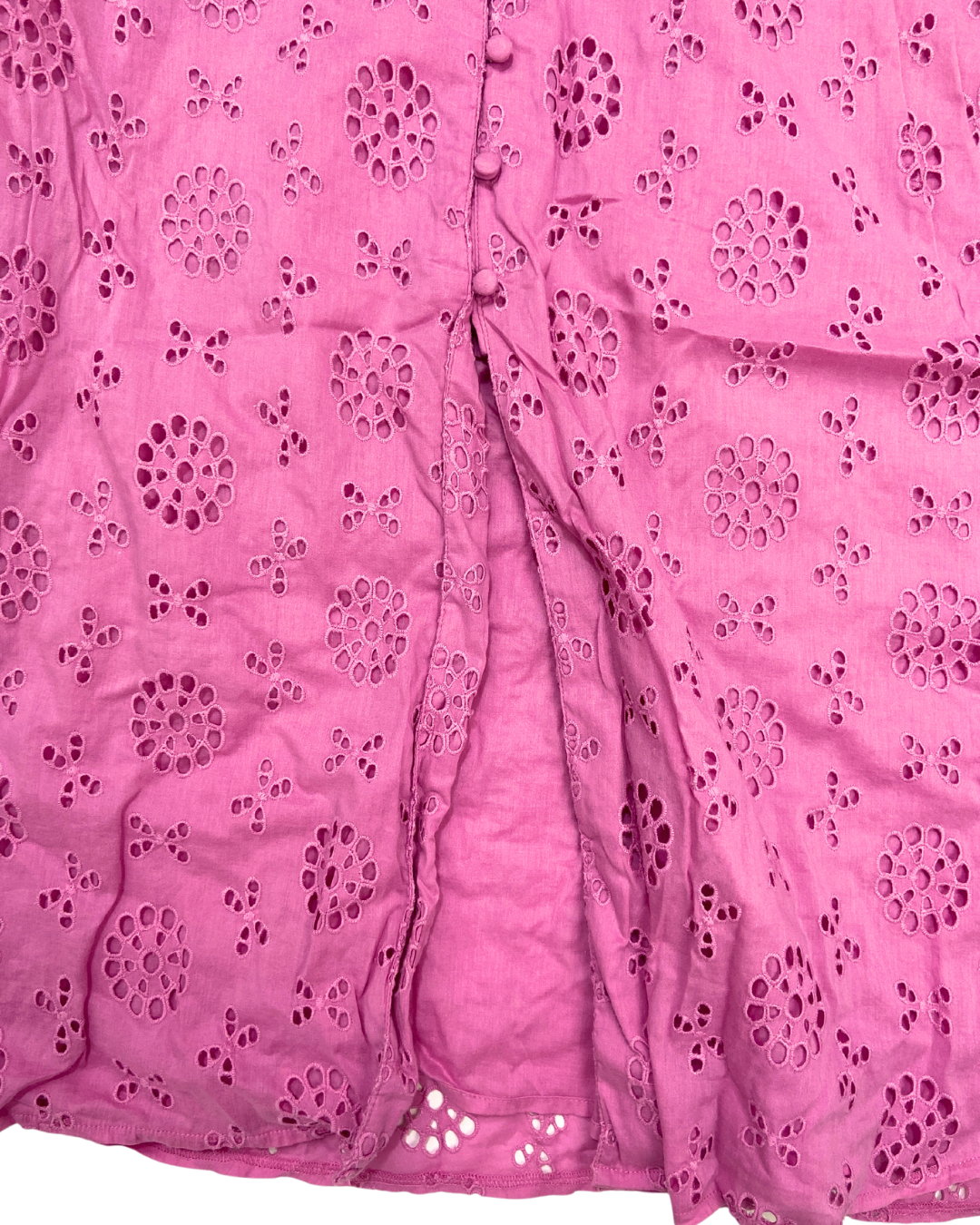 Pink Eyelet Lace Midi Dress