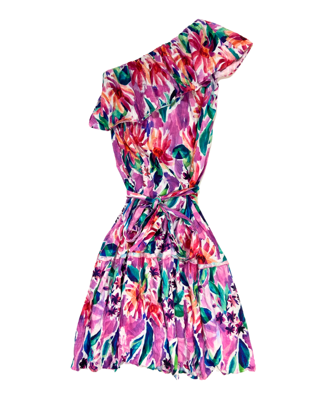 Thought Floral Asymmetrical Ruffle Midi Dress