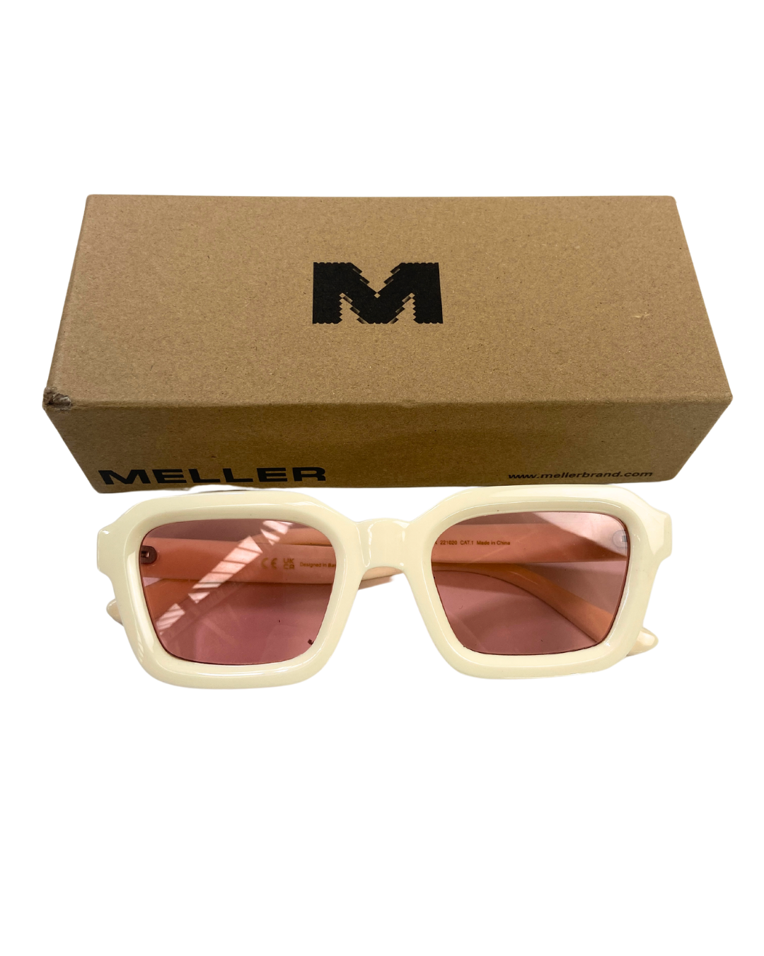 Meller Square Cream Glasses with Rose Tint
