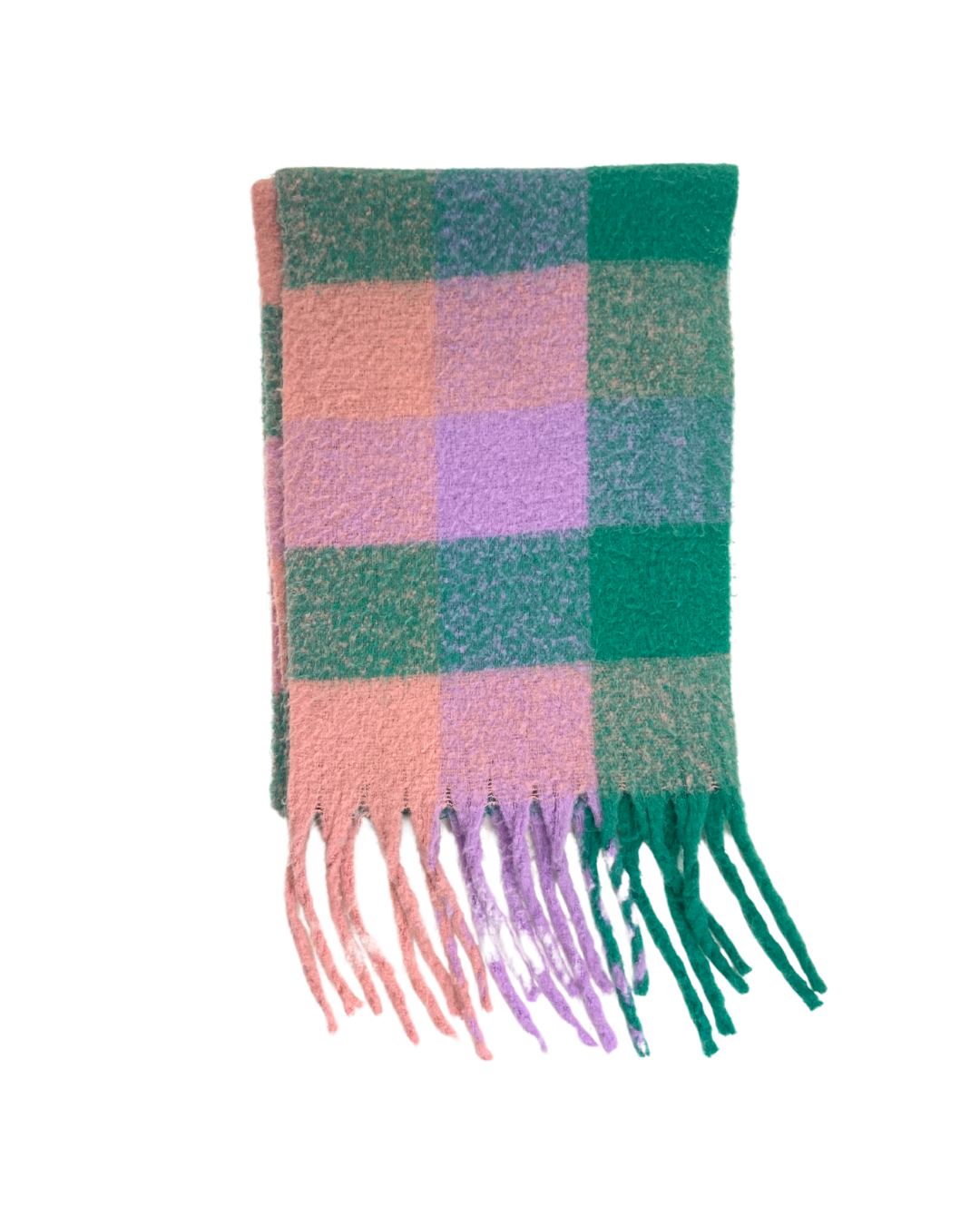 Green and Pink Checkered Scarf