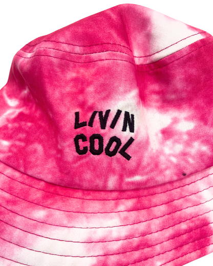 Living Cool&quot; Pink Tie Dye Bucket Hat