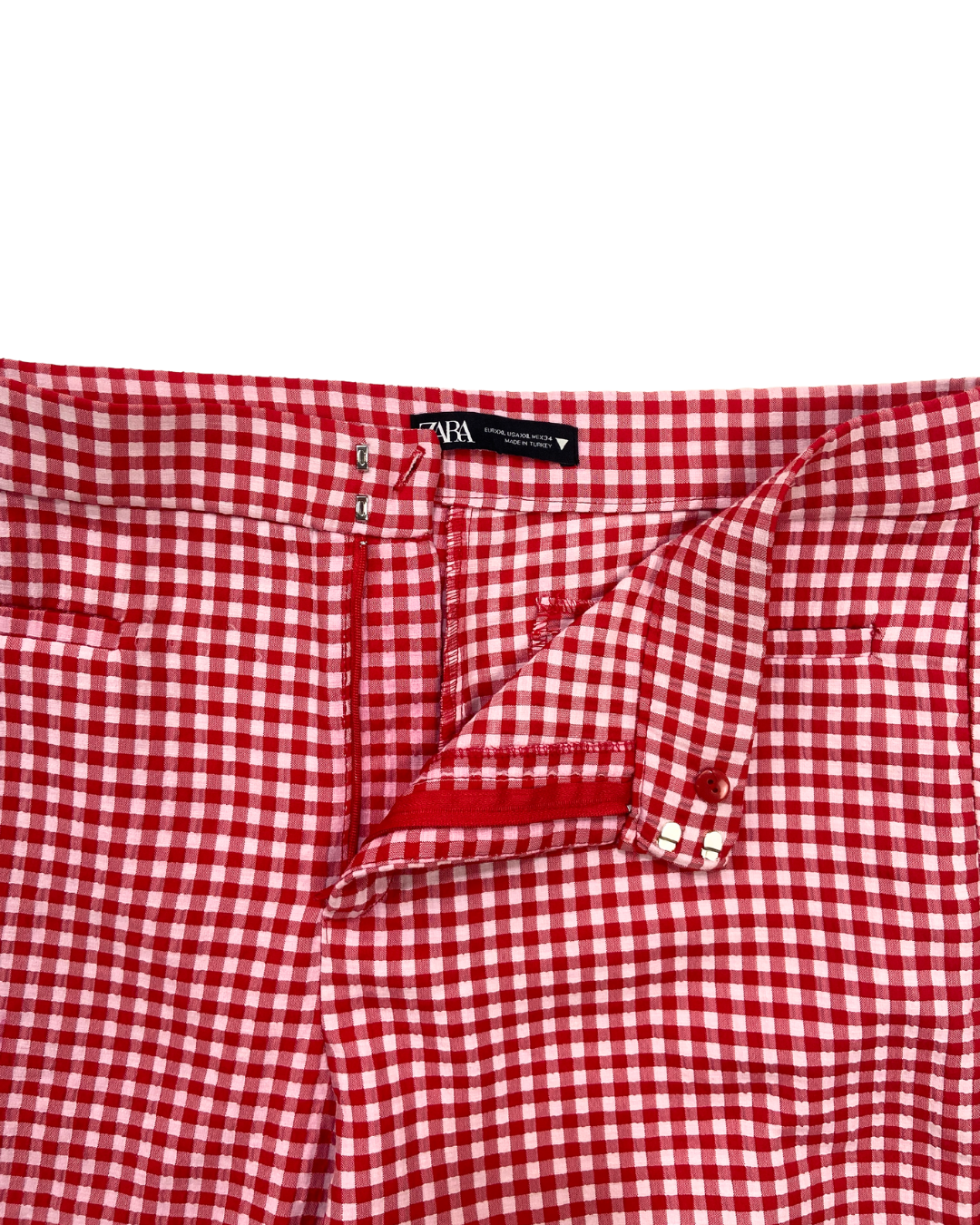 Zara Red Gingham Capri Trousers