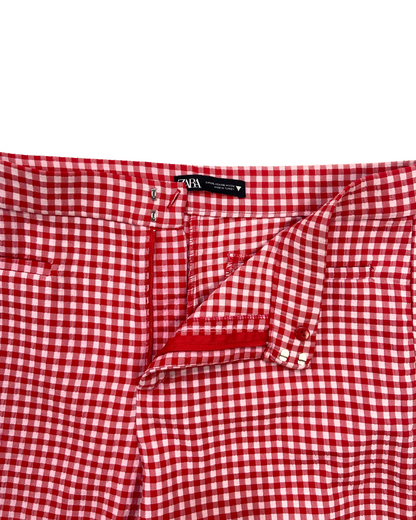 Zara Red Gingham Capri Trousers